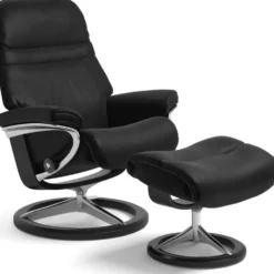 Stressless Sunrise M & pall – läder batick svart