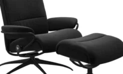 Stressless Tokyo fåtölj justerbart nackstöd inkl. pall – läder paloma svart