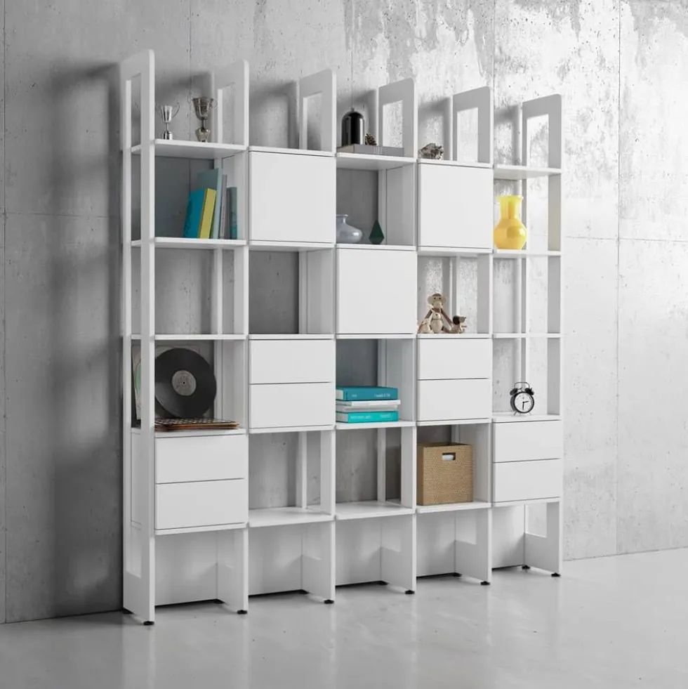 Stripe bokhylla vitlack – 5 sektion