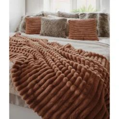 Stripy pläd cognac