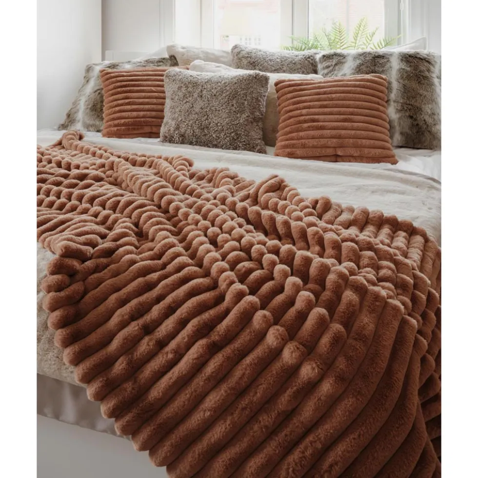Stripy pläd cognac