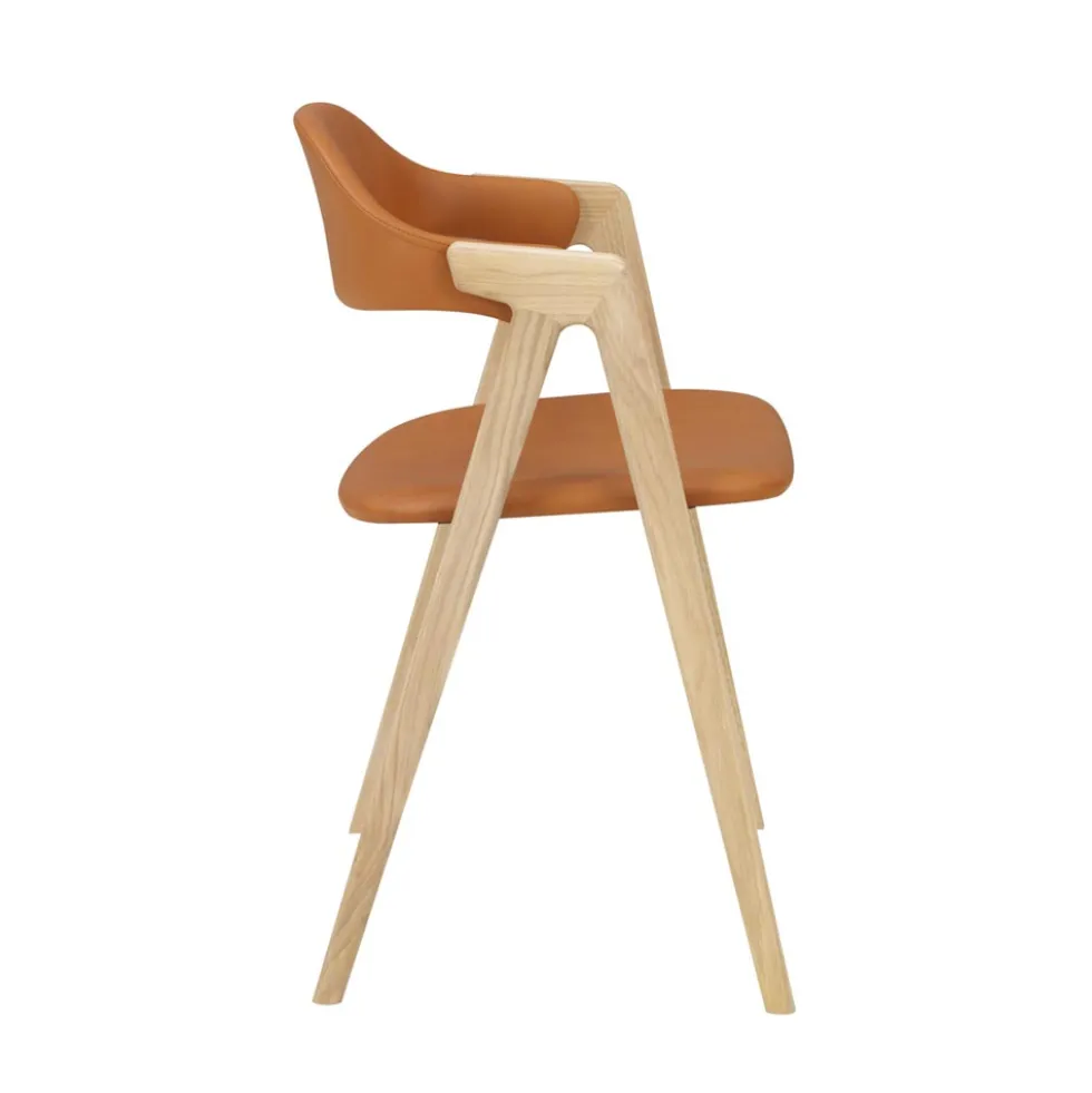 Titan stol vitpigmenterad ek /läder cognac