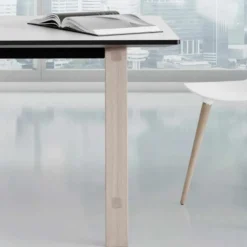 T1 matbord 220cm vitpigmenterad ek /vitt laminat