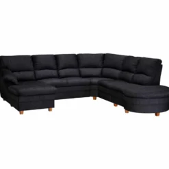 Valetta U-soffa – tyg vera 537 black