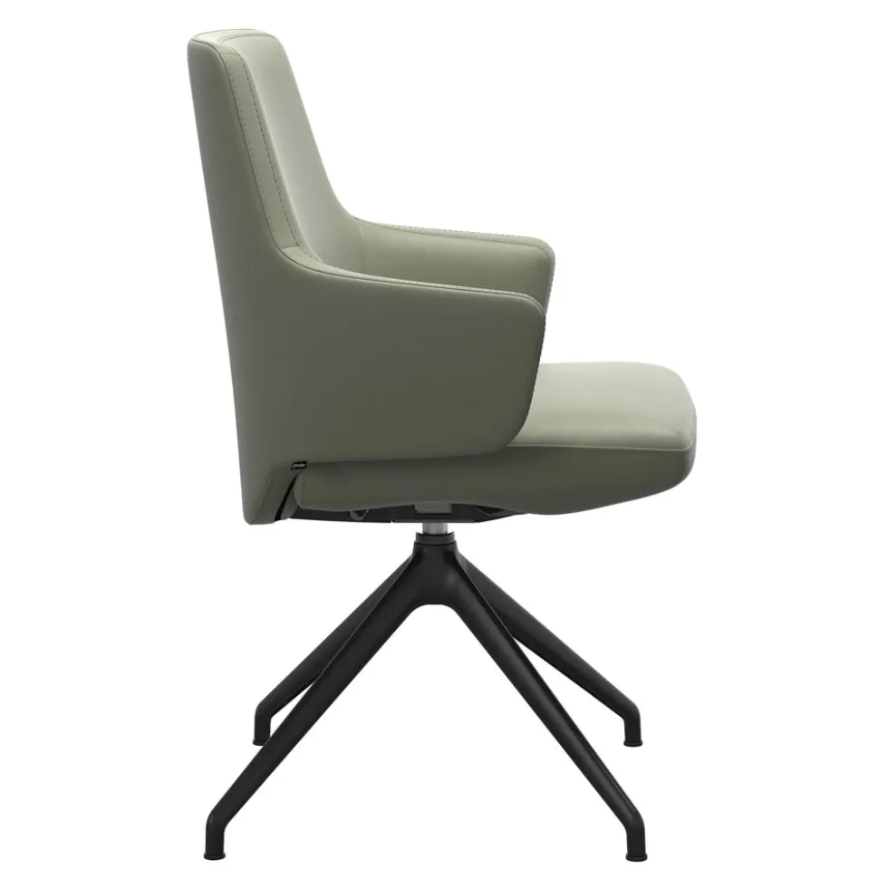 Vanilla low karmstol – läder paloma shadow green /D350 svart
