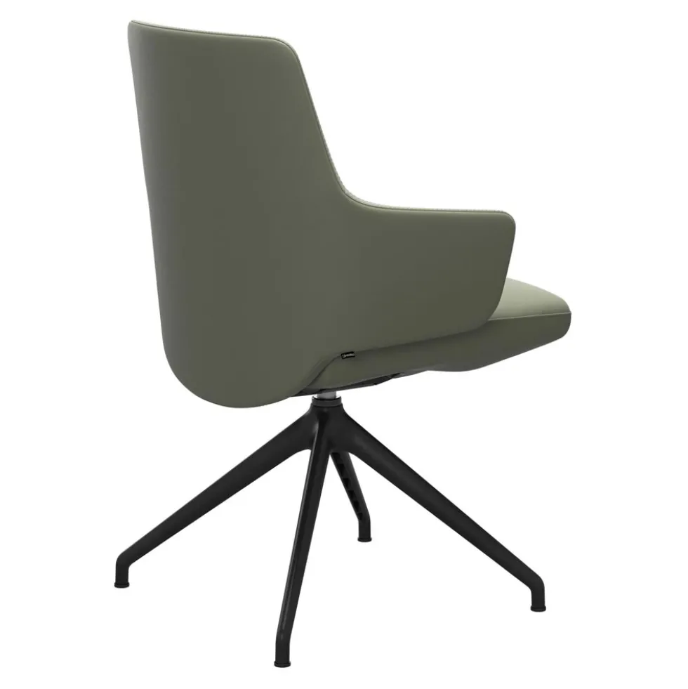 Vanilla low karmstol – läder paloma shadow green /D350 svart