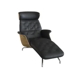 Volden chaiselong – läder savoy black/ ek/ krom