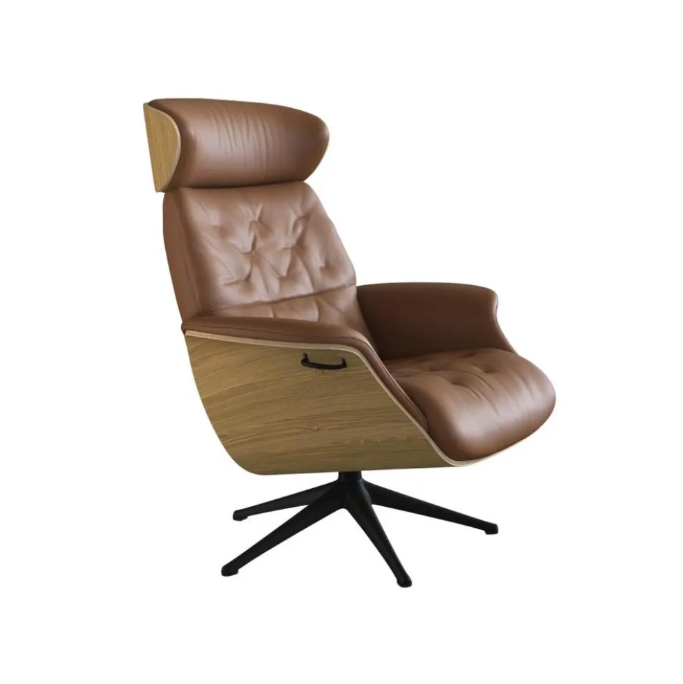 Volden fåtölj & pall – läder savoy cognac brown/ ek/ svart